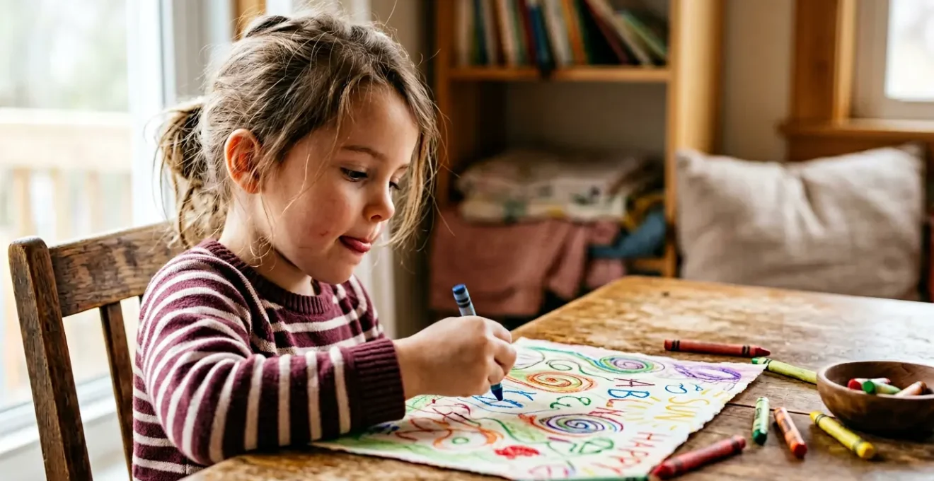 Enfant concentré pratiquant des exercices de graphisme créatif à la maison