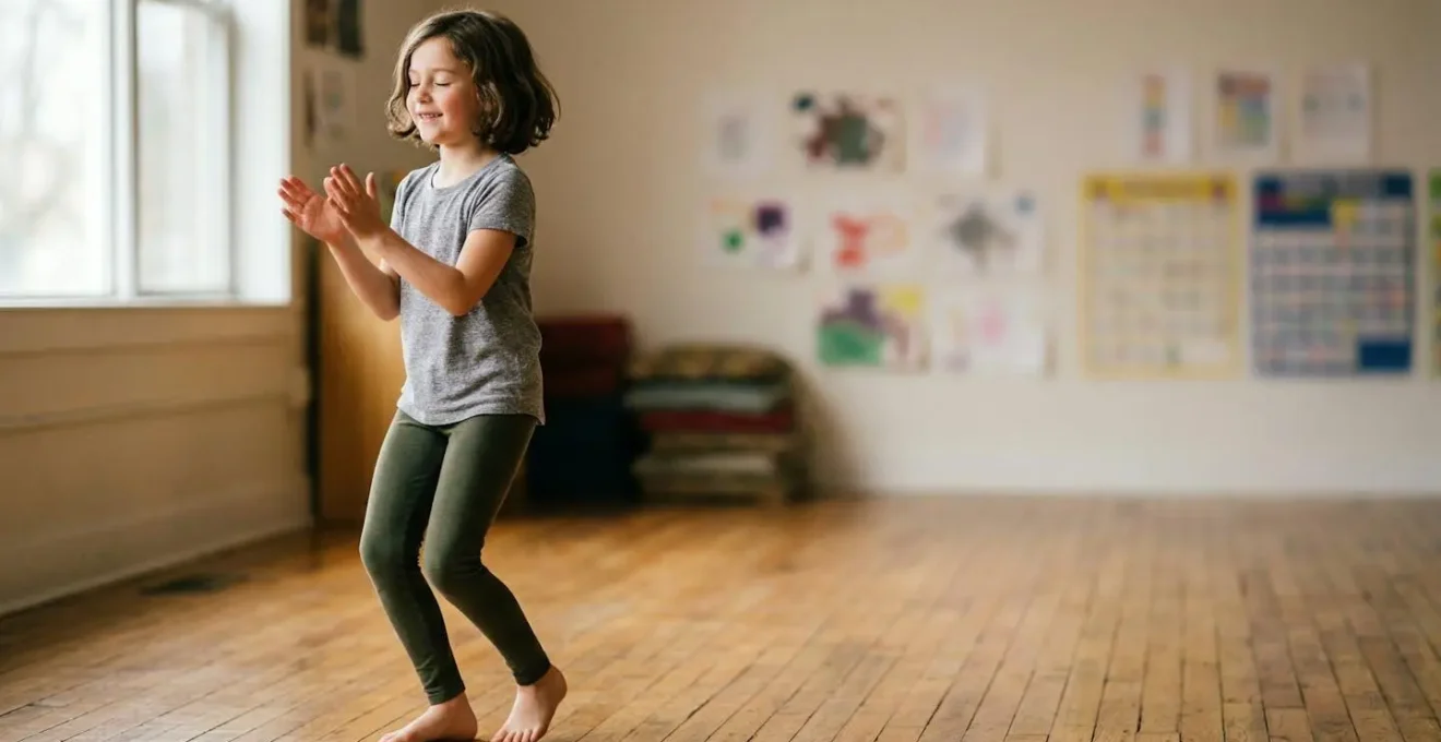 Enfant en mouvement rythmé dans un environnement d'apprentissage