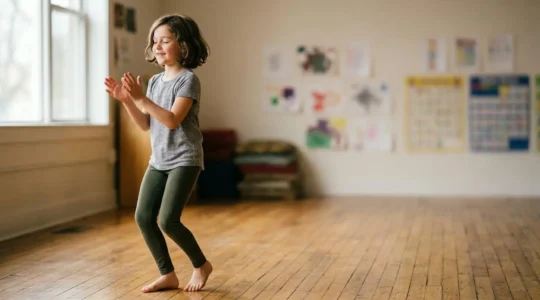 Enfant en mouvement rythmé dans un environnement d'apprentissage