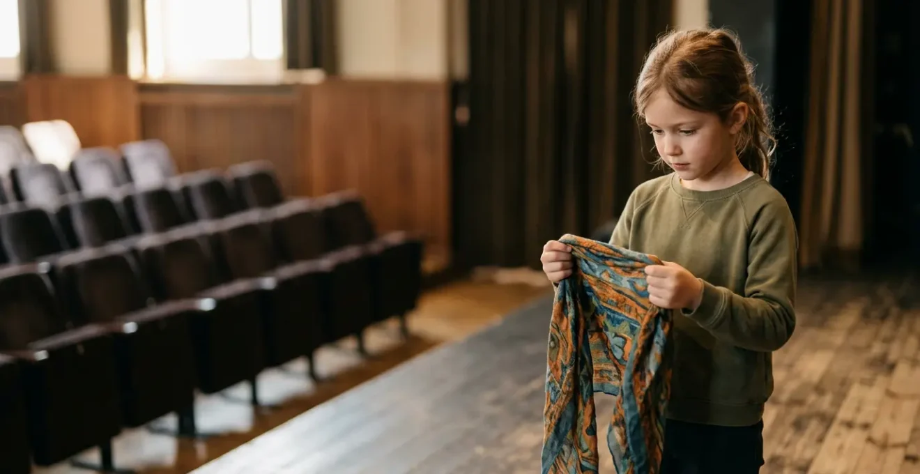 Jeune enfant préparant une représentation théâtrale avec créativité et confiance