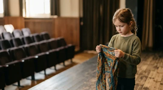 Jeune enfant préparant une représentation théâtrale avec créativité et confiance