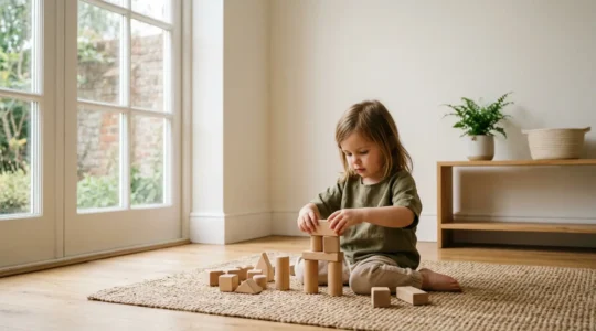 Jouets en bois naturels et simples favorisant l'autonomie créative des jeunes enfants
