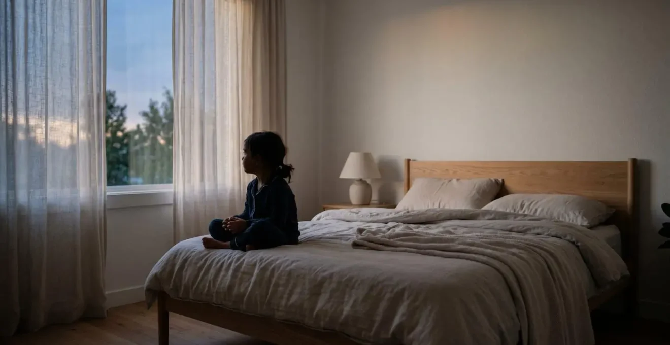 Moment de transition calme avant le coucher d'un enfant pendant les vacances